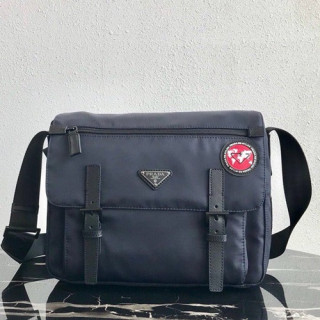 Prada 2019 Nylon & Leather Messenger Shoulder Bag,30CM - 프라다 2019 나일론&레더 남여공용 메신저 숄더백,1BD671-3,30cm,네이비