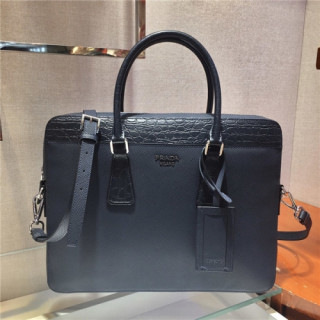 [프라다] Prada 2020 Men's Leather Satchel Bag,36cm - 프라다 2020 남서용 레더 서류가방,36cm,PRAB0218,네이비