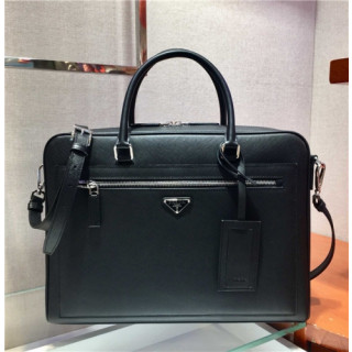 [프라다] Prada 2020 Men's Leather Satchel Bag,38cm - 프라다 2020 남서용 레더 서류가방,38cm,PRAB0221,블랙