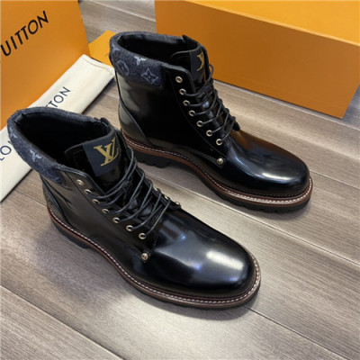 Louis Vuitton 2021 Men's Leather Ankle Boots - 루이비통 2021 남성용 레더 앵글부츠,Size(240-270),LOUS1752,블랙