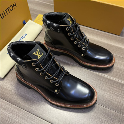 Louis Vuitton 2021 Men's Leather Ankle Boots - 루이비통 2021 남성용 레더 앵글부츠,Size(240-270),LOUS1755,블랙