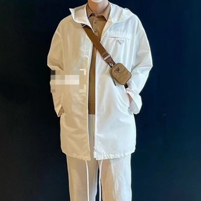프라다 남성 화이트 후드 코트 - Prada Mens White Coats - pr13x