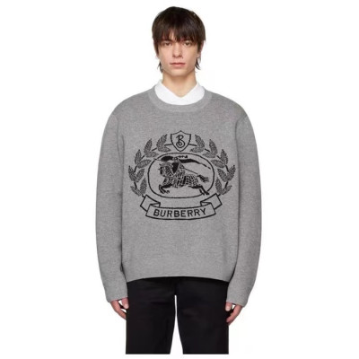 버버리 남성 그레이 크루넥 스웨터 - Burberry Mens Gray Sweaters - bu306x