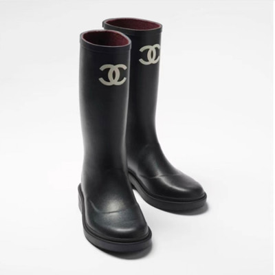 샤넬 여성 CC 로고 러버 하이 레인부츠 블랙 【매장-420만원대】 - Chanel Womens Black Boots - ch559x