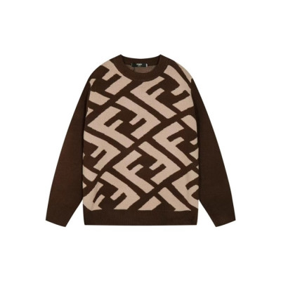 펜디 남성 브라운 크루넥 스웨터 - Fendi Mens Brown Sweaters - fe542x