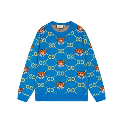 구찌 남/녀 캐쥬얼 크루넥 블루 스웨터 - Gucci Unisex Blue Sweaters- gu1111x