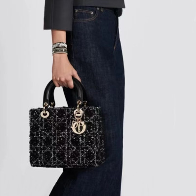 디올 여성 블랙 레이디 백 - Dior Womens Black Lady Bag - dib816x