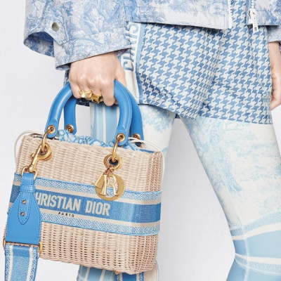 디올 여성 블루 라탄 백 - Dior Womens Blue Tote Bag - dib851x