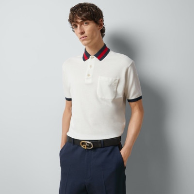 구찌 남성 화이트 폴로 반팔티 - Gucci Mens Polo Short sleeved Tshirts - guc223x