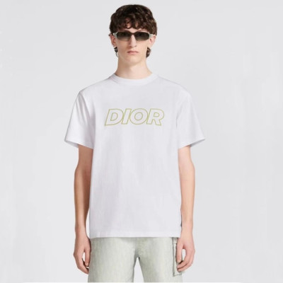 디올 남성 화이트 반팔티 - Dior Mens White Tshirts - dic243x
