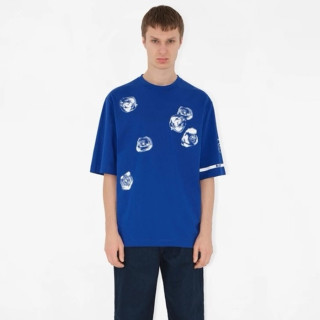 버버리 남/녀 블루 크루넥 반팔티 - Burberry Unisex Blue Tshirts - buc263x